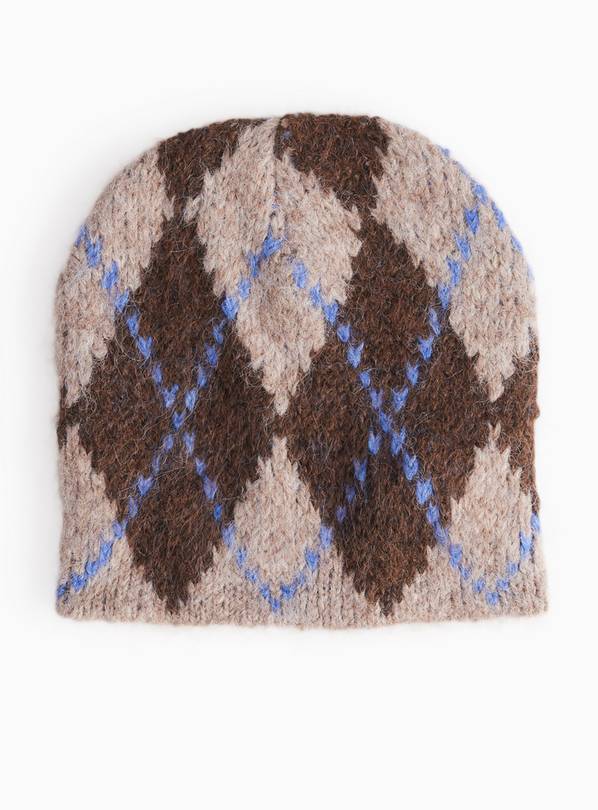 Argyle Knitted Beanie One Size